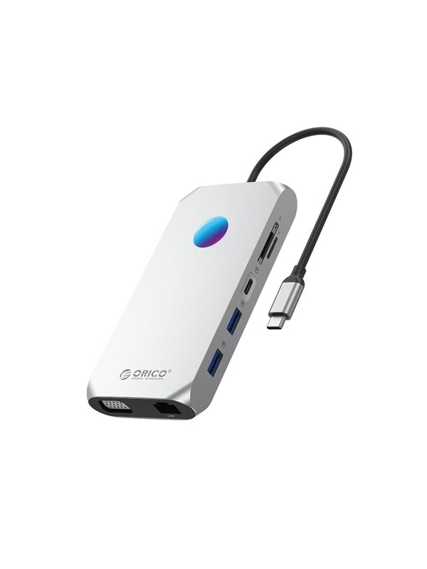 ORICO XCR 12in1 RGB USB-C Docking Station USB Hub - USB 3.1 - 12 porte - Silver