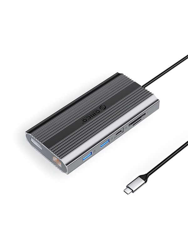 ORICO XDR 12in1 USB-C Docking Station USB-A USB-C 2x HDMI 4K 60Hz DisplayPort 4K 60Hz RJ45 Gigabit PD 100W SD and microSD Card Reader - Gray USB Hub - USB 3.1 - 12 porte - Grey