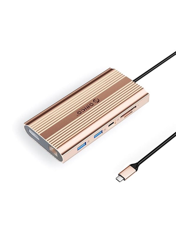 ORICO XDR 12in1 USB-C Docking Station USB-A USB-C 2x HDMI 4K 60Hz DisplayPort 4K 60Hz RJ45 Gigabit PD 100W SD and microSD Card Reader - Rose Gold USB Hub - USB 3.1 - 12 porte