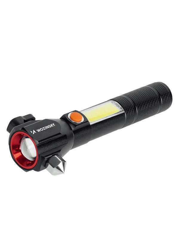 Wozinsky WLR-31 5W 500lm CREE 3-in-1 Multifunction Flashlight with Glass Breaker and Seat Belt Cutter - Black