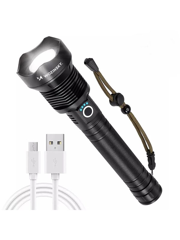 Wozinsky WLT-20W tactical flashlight 20 W 2000 lm CREE diodes IP65 with adjustable beam - black