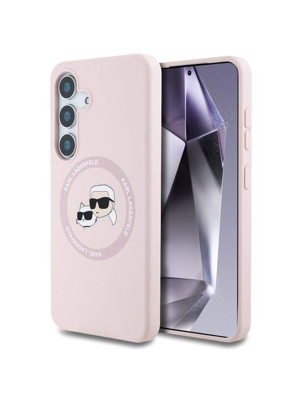 Karl Lagerfeld Silicone Double Heads And Circle MagSafe Samsung Galaxy S25 Case Pink