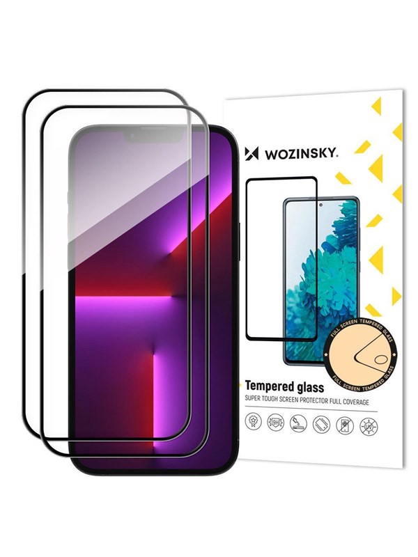Wozinsky 2 st. heltäckande härdat glas med ram Case Friendly  Full Glue iPhone 15 Pro Max - black