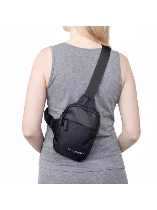 Wozinsky WMS-W1 Unisex mini axelväska vattentät med dubbla fack för telefon - Svart