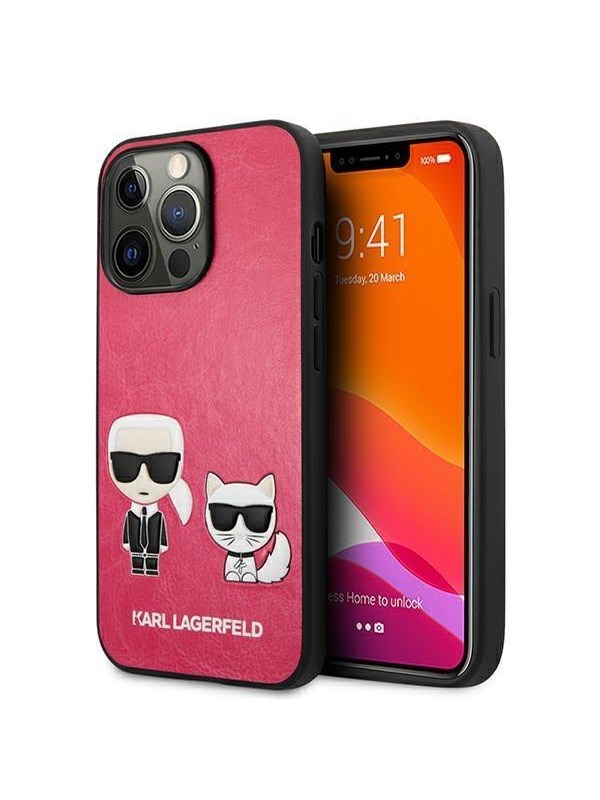 Karl Lagerfeld Ikonik Karl&amp;Choupette Case for iPhone 13 Pro / iPhone 13 - Fuchsia