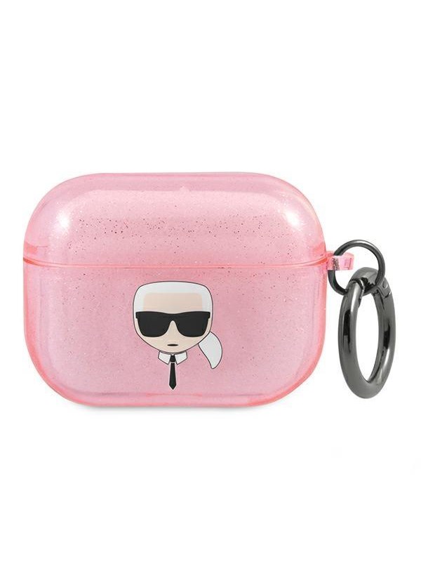 Produktfoto för Karl Lagerfeld AirPods Pro Skal Glitter Karl's Head - Rosa