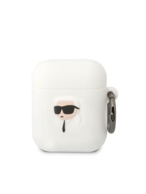 Produktfoto för Karl Lagerfeld AirPods 1/2 silikon skal Karl's Head 3D - Vit