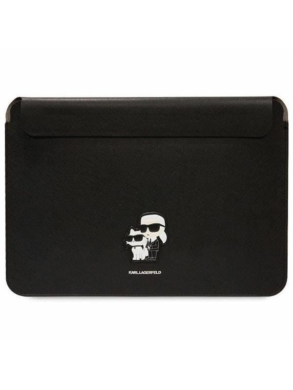 Produktfoto för Karl Lagerfeld laptopfodral 14" Saffiano Karl & Choupette - Svart