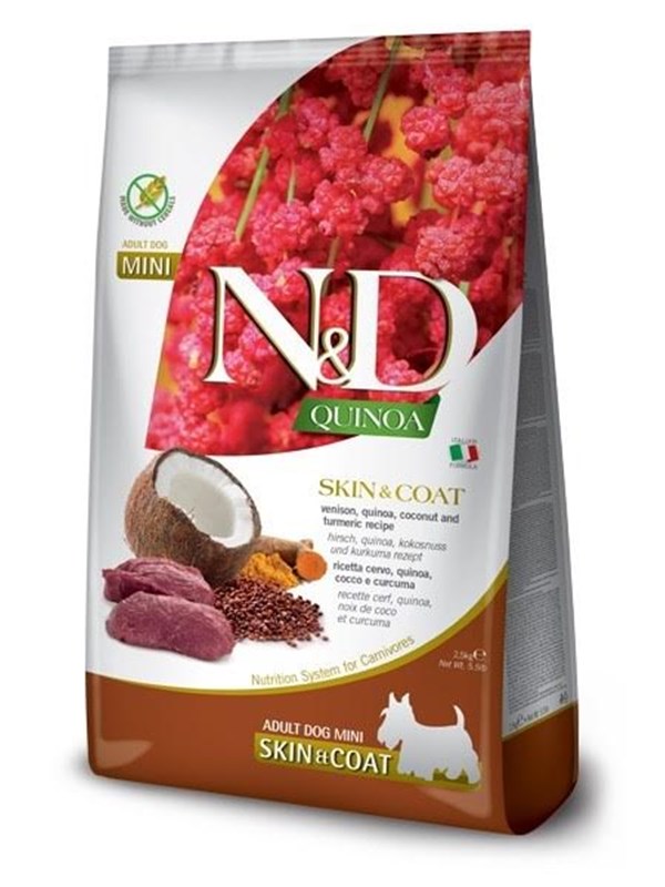 Farmina N&D Quinoa Dog Skin&Coat Venison, Coconut Adult Mini - torrt hundfoder - 2.5 kg