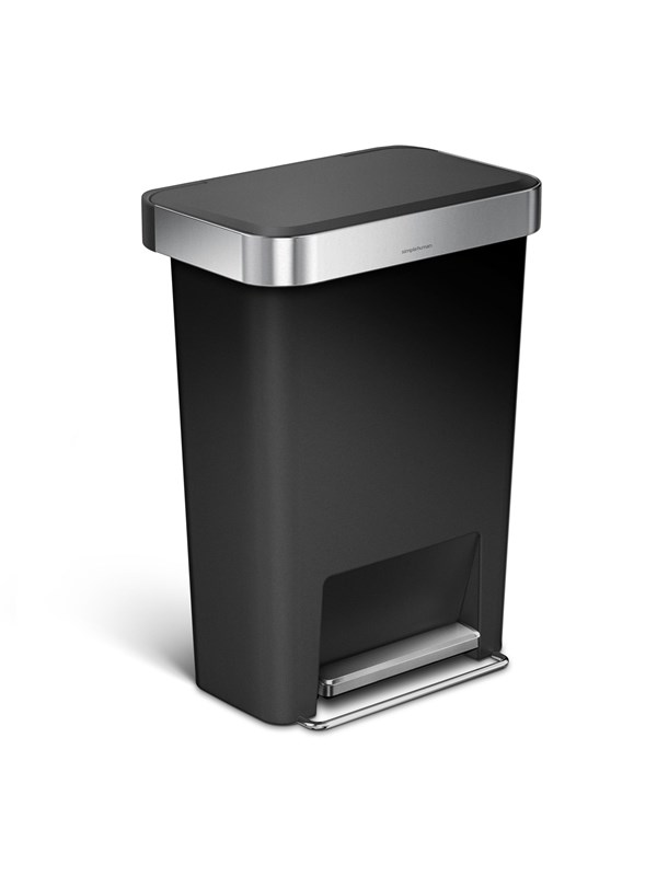 Simplehuman Rectangular Pedal Bin with Liner Pocket - 45 L - Black