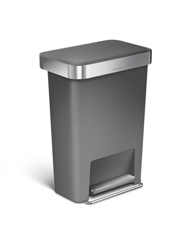 Simplehuman Rectangular Pedal Bin with Liner Pocket - 45 L Grey