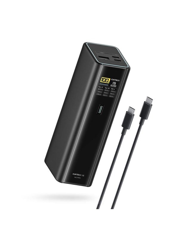 CUKTECH PB200U Powerbank 210W 20000mAh 2x USB-C + USB-A with TFT display and 240W USB-C cable - black - 20000 mAh