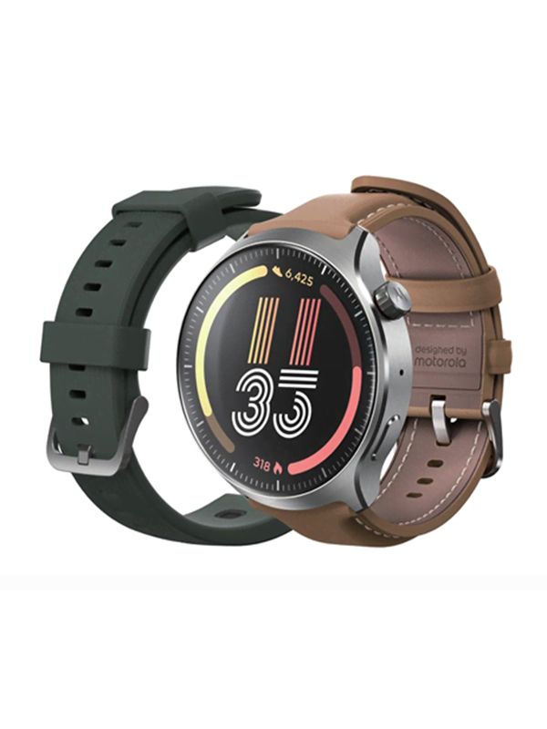 Motorola moto watch ultra - Liquid Luster (PANTONE Mountain View Silicone strap + PANTONE Nuthatch Leather strap)