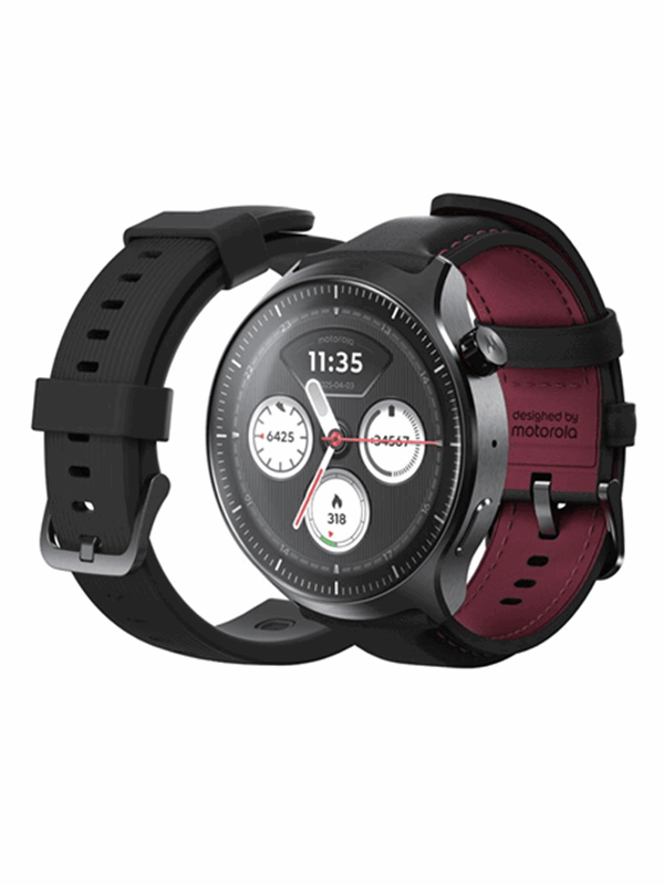 Motorola moto watch ultra - Gun Metal (PANTONE Black Beauty Silicone strap + PANTONE Black Beauty Leather strap)