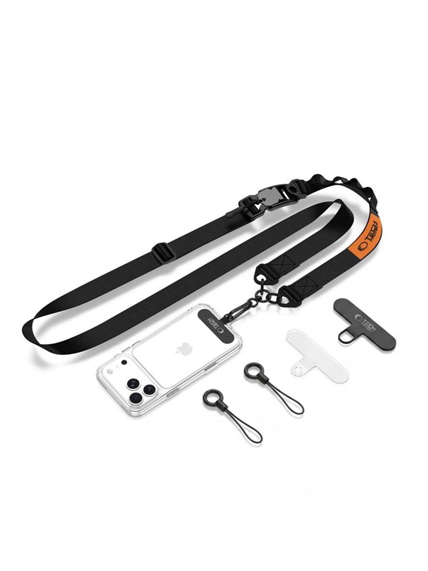 Tech-Protect C9S Rope Crossbody Phone Lanyard - Black and Orange