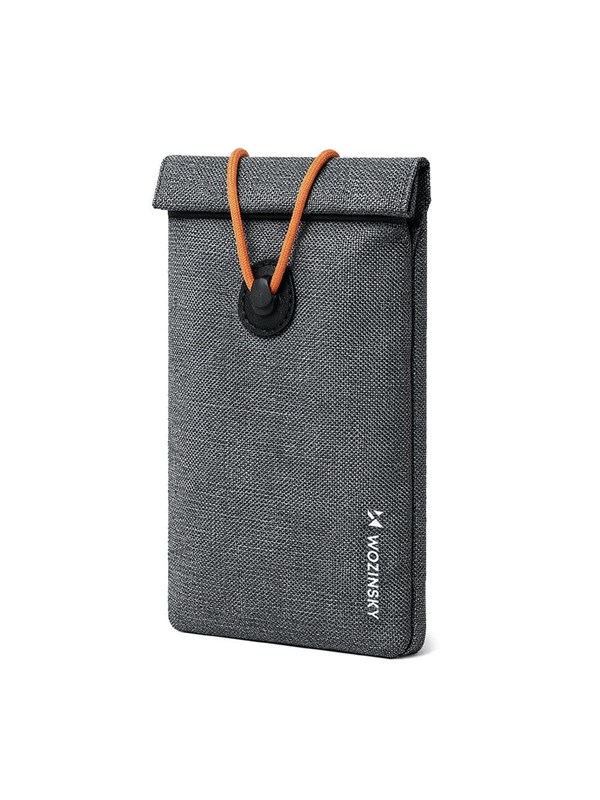 Wozinsky WPB-R12 RFID Blocking Phone Case with Flap and String 21.5x12 cm - Gray