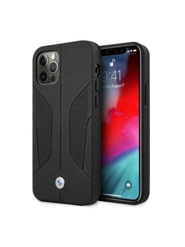 BMW Leather Perforated Sides Case for iPhone 12 Pro Max - Black