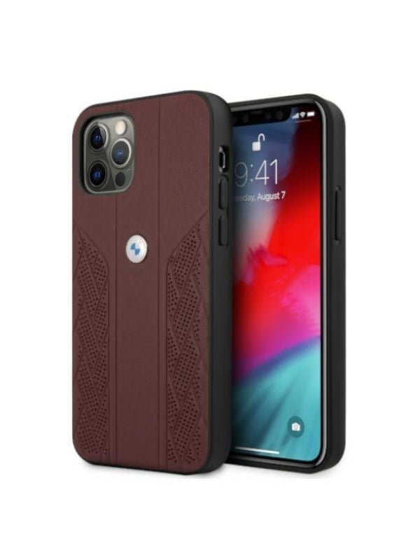 BMW Leather Curve Perforate Case for iPhone 12 / iPhone 12 Pro - Red
