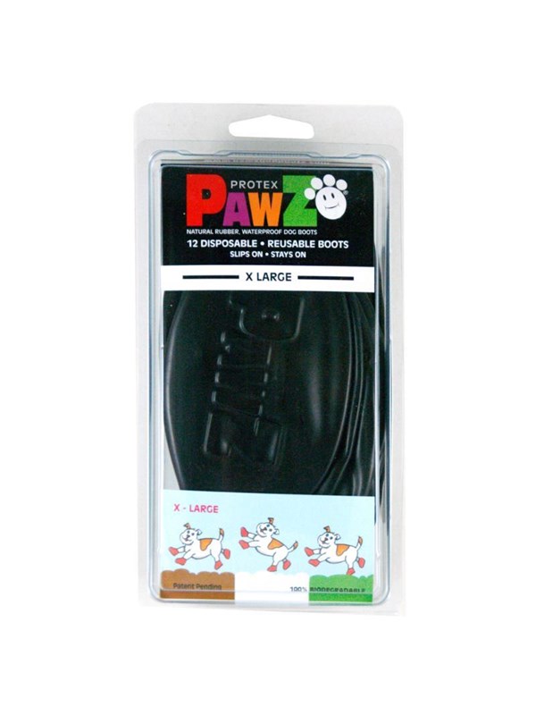 Produktfoto för Pawz Rubber Dog Boots - 12-pack	XL, Svart, Svart, XL