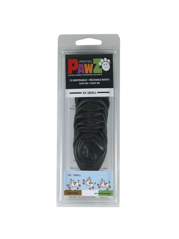 Produktfoto för Pawz Rubber Dog Boots - 12-pack	XXS, Svart, Svart, XXS