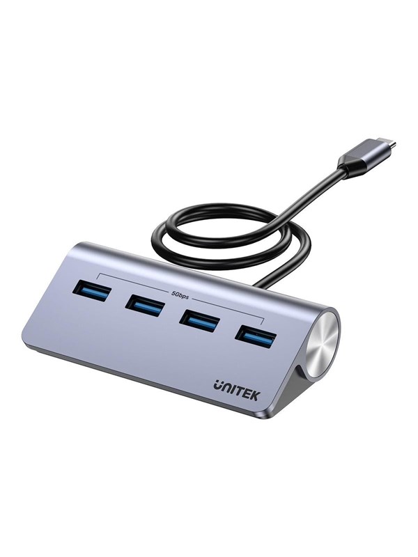 Unitek uHUB Q4 H1337B - hub - 4-in-1 USB -C with USB-A - 4 ports USB Hub - USB 3.2 - 4 porte - Grey