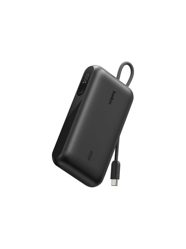 Belkin UltraCharge power bank - with integrated cable and display - 2 x USB-C USB - 45 watt - 10000 mAh