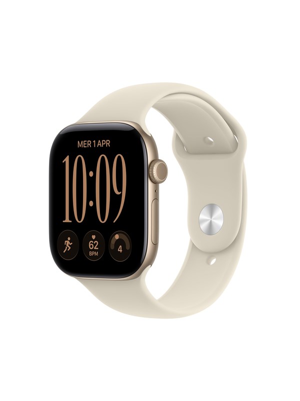 Apple Watch Series 12 GPS 46mm Light Gold Aluminium Case with Sand Sport Band - S/M