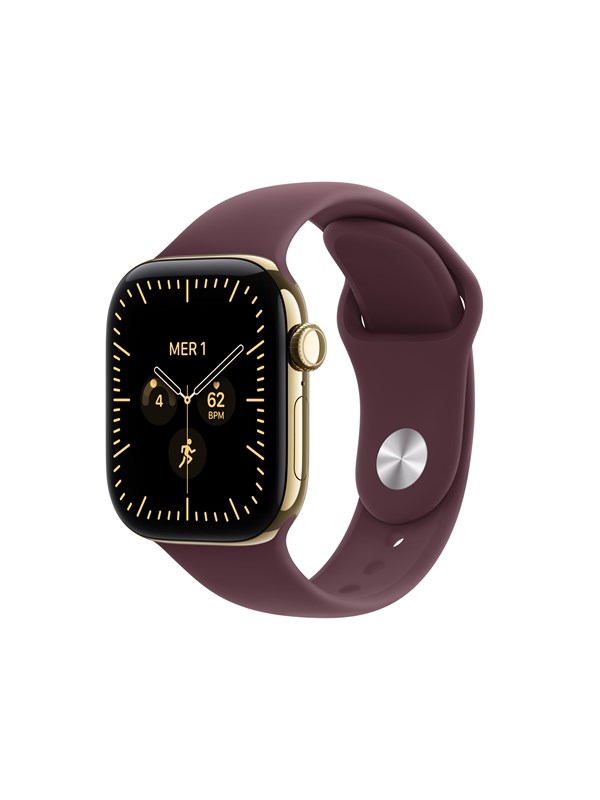 Apple Watch Series 12 GPS + Cellular 42mm Radiant Gold Titanium Case with Burgundy Sport Band - S/M
