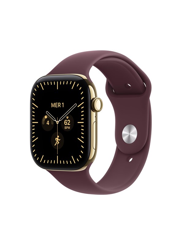 Apple Watch Series 12 GPS + Cellular 46mm Radiant Gold Titanium Case with Burgundy Sport Band - M/L