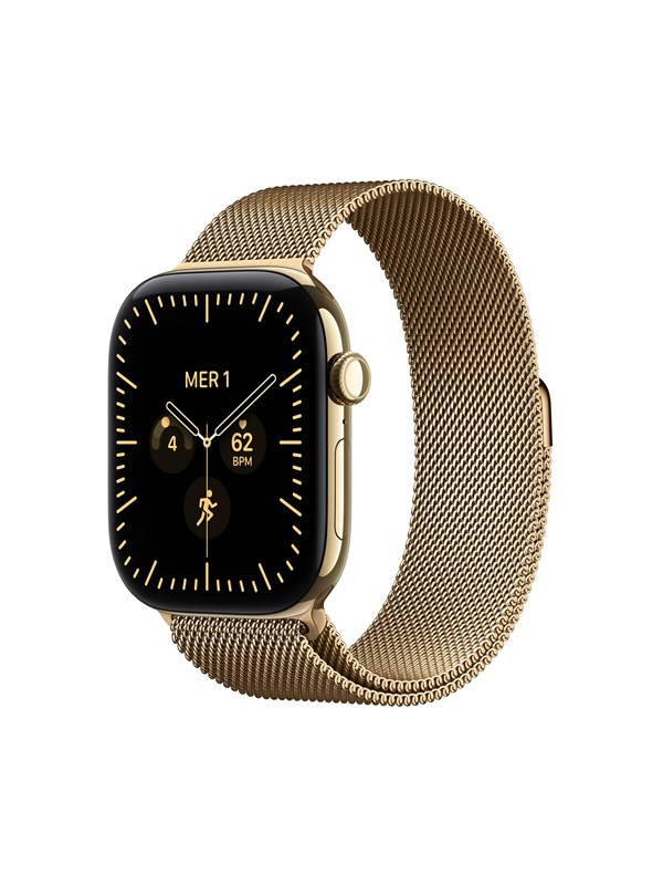 Apple Watch Series 12 GPS + Cellular 46mm Radiant Gold Titanium Case with Radiant Gold Milanese Loop - S/M