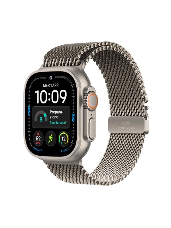 Apple Watch Ultra 4 GPS + Cellular 49mm Natural Titanium Case with Natural Titanium Milanese Loop - S