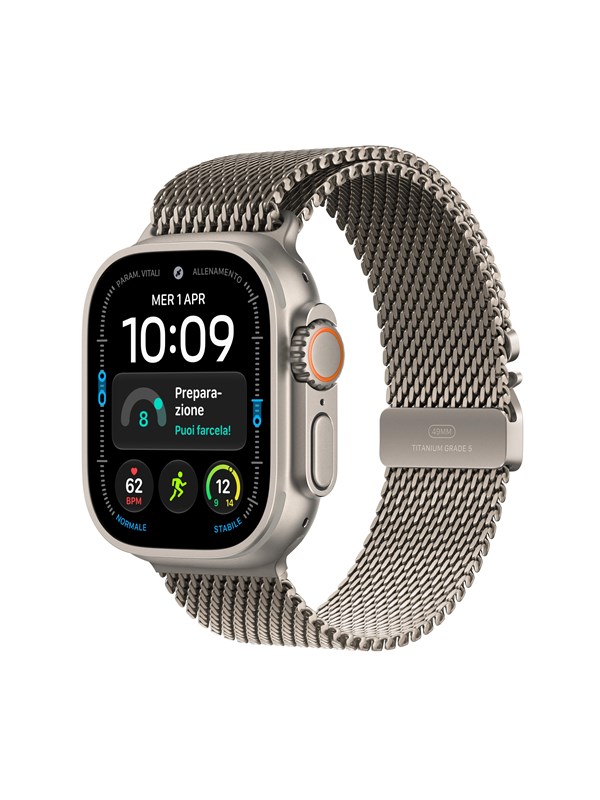 Apple Watch Ultra 4 GPS + Cellular 49mm Natural Titanium Case with Natural Titanium Milanese Loop - L