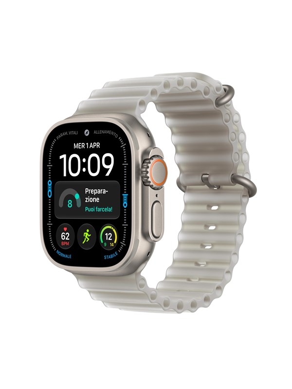 Apple Watch Ultra 4 GPS + Cellular 49mm Natural Titanium Case with Translucent Grey Ocean Band