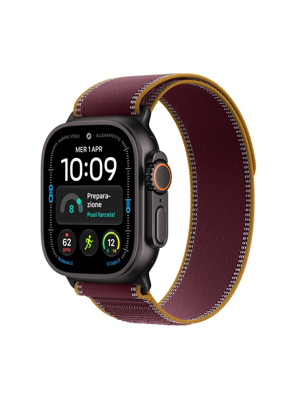 Apple Watch Ultra 4 GPS + Cellular 49mm Black Titanium Case with Burgundy Trail Loop - S/M