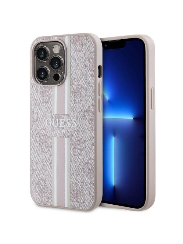 GUESS GUHMP13LP4RPSP iPhone 13 Pro / 13 6.1" pink/pink hardcase 4G Printed Stripes MagSafe