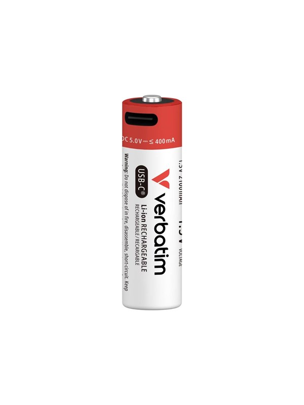 Verbatim Uppladdningsbara AA-batterier med USB-C (4-pack)