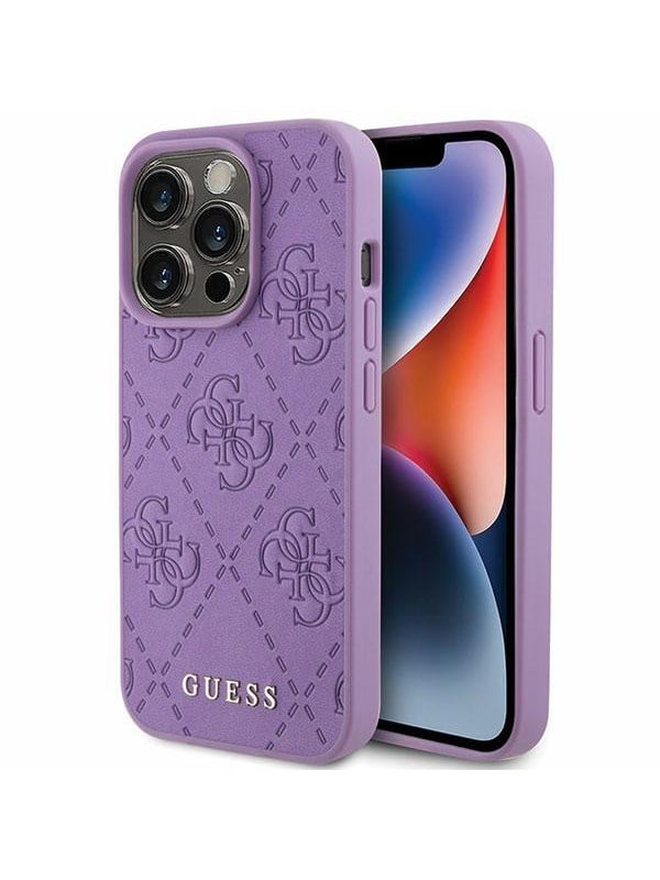 GUESS Leather 4G Stamped case for iPhone 15 Pro - purple