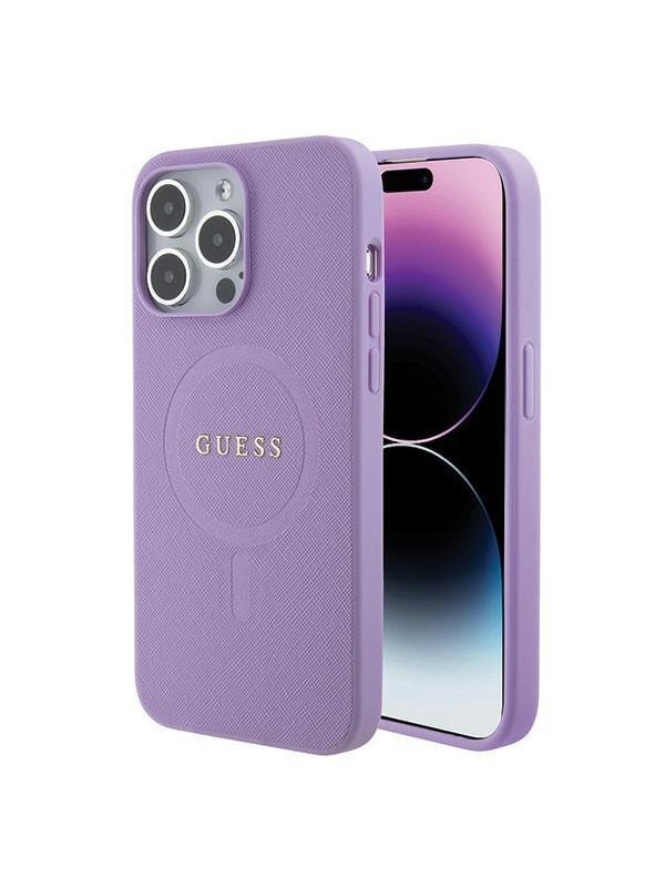 GUESS GUHMP15XPSAHMCU iPhone 15 Pro Max 6.7" purple/purple hardcase Saffiano MagSafe