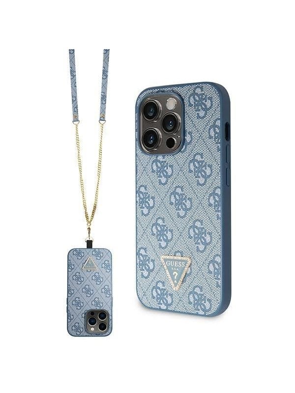 GUESS Crossbody 4G Metal Logo Case for iPhone 14 Pro - Blue
