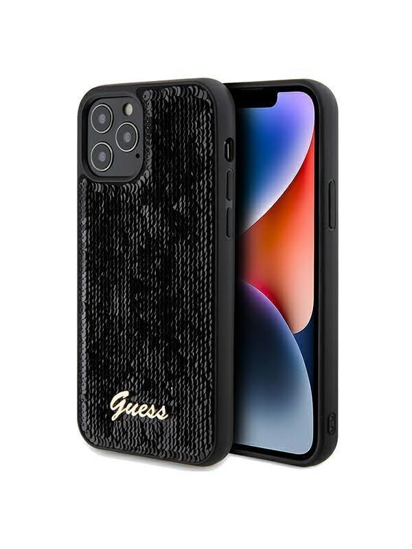 GUESS Sequin Script Metal case for iPhone 12/12 Pro - black
