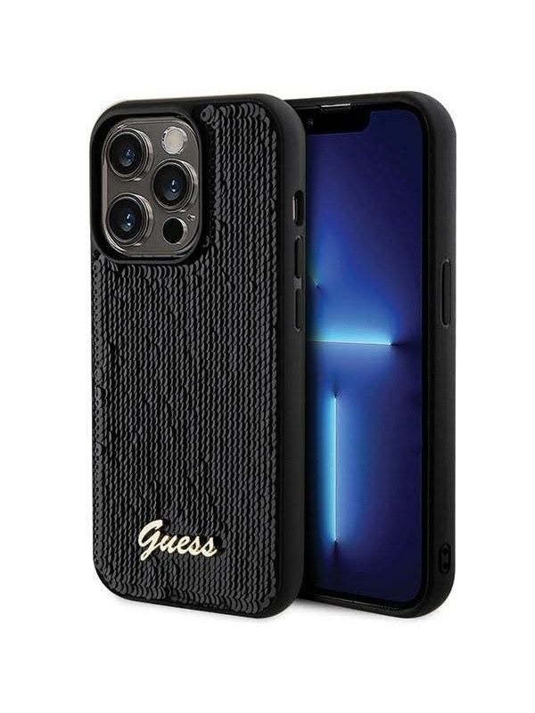 GUESS Sequin Script Metal case for iPhone 13 Pro / 13 - black