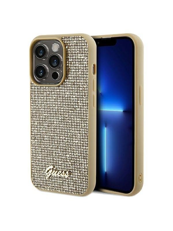 GUESS Disco Metal Script case for iPhone 14 Pro Max - gold