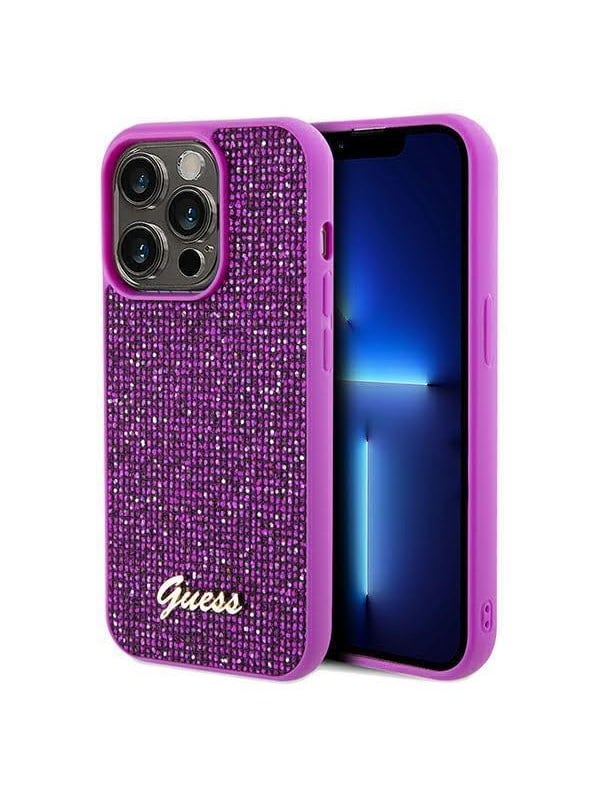 GUESS Disco Metal Script case for iPhone 14 Pro Max - fuchsia