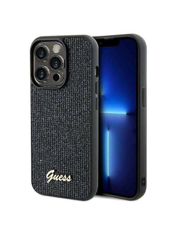 GUESS Disco Metal Script case for iPhone 14 Pro Max - black