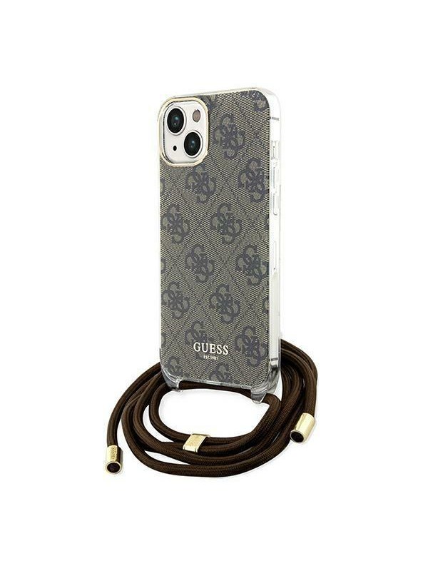 GUESS Crossbody Cord 4G Print case for iPhone 15 / 14 / 13 - brown