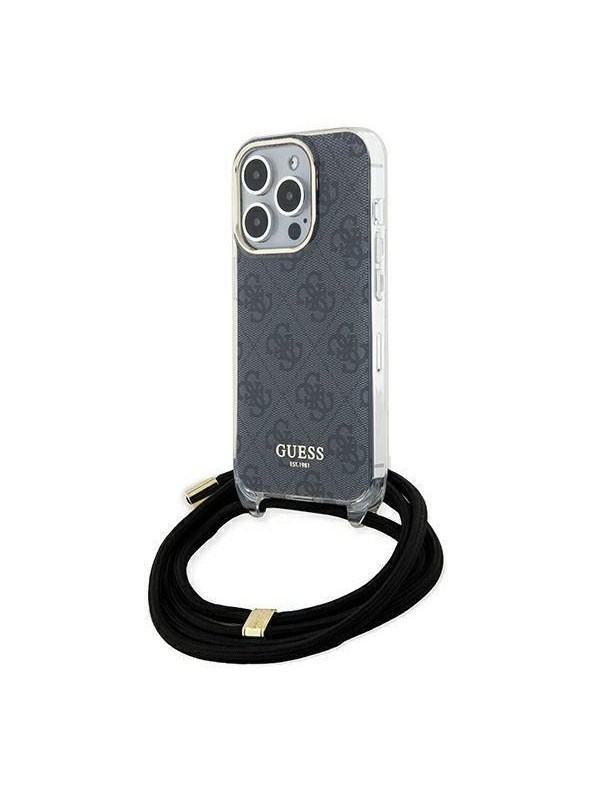 GUESS Crossbody Cord 4G Print case for iPhone 15 Pro Max - black