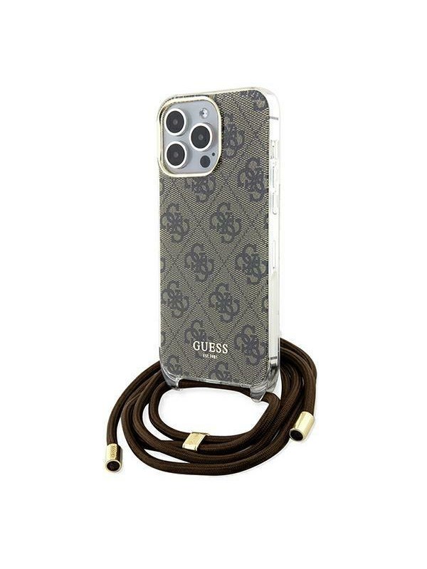 GUESS Crossbody Cord 4G Print case for iPhone 15 Pro Max - brown