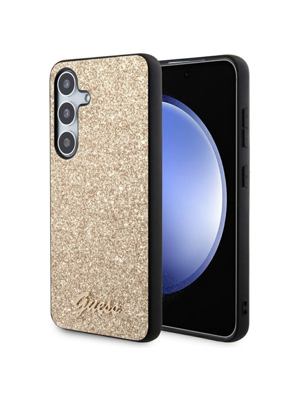 GUESS Glitter Script case for Samsung Galaxy S24 - gold