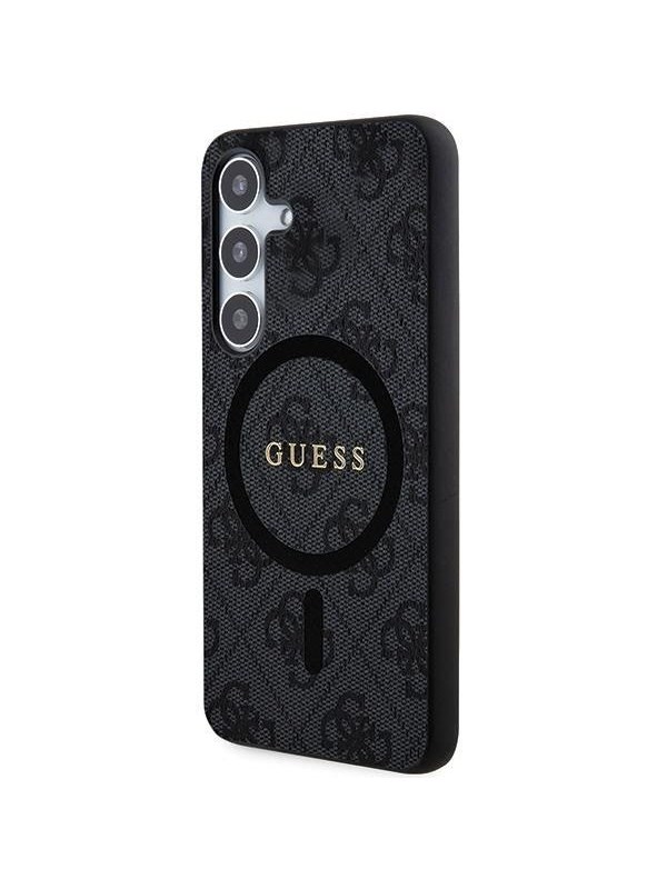 GUESS 4G Collection Leather Metal Logo MagSafe Case for Samsung Galaxy S24 - Black
