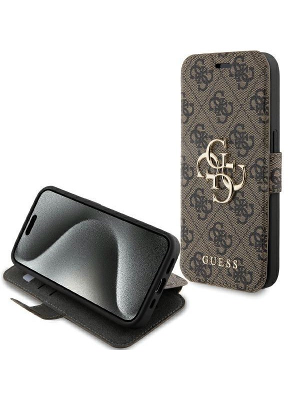 GUESS 4G Metal Logo case for iPhone 15 Pro - brown